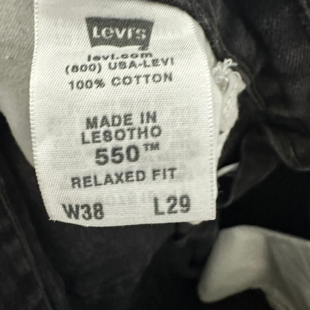 Levi's 550 Relaxed Fit Jeans Mens 38x29 Black Tapered Leg Denim Pants Grunge